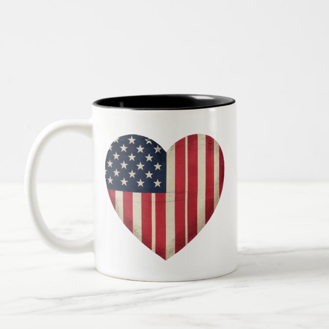 Caneca De Café Em Dois Tons 4 de julho Bandeira Americana Patriótica USA Star  (Esquerda)