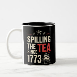 Caneca De Café Em Dois Tons 4 de Julho Derramando o Chá Desde 1773 Patriótico 