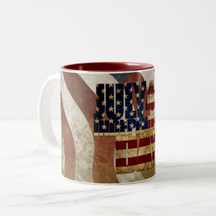 Caneca De Café Em Dois Tons 4 de julho Dia da Independência V3.0 2020