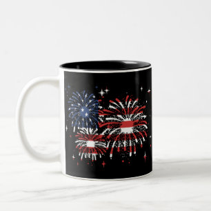 Caneca De Café Em Dois Tons 4 de julho USA Fireworks