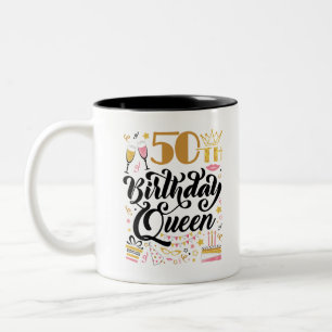 Caneca De Café Em Dois Tons 50ª Rainha do Aniversário