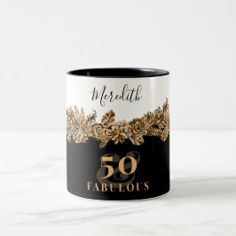Caneca De Café Em Dois Tons 50º aniversário das flores do Ouro de luxo