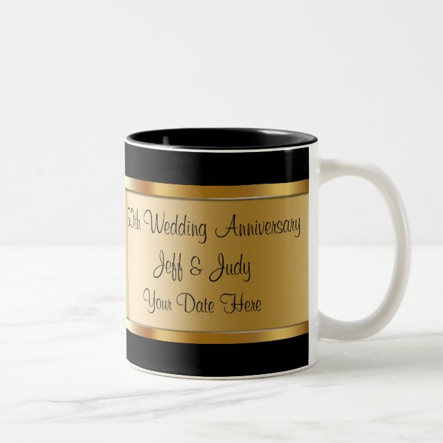 Caneca De Café Em Dois Tons 50º Aniversário de Casamento (Direita)