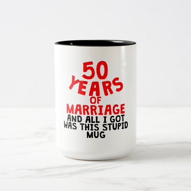 Caneca De Café Em Dois Tons 50 anos de casamento (Centro)