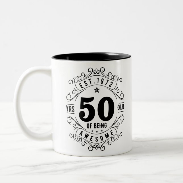Caneca De Café Em Dois Tons 50 anos de ser incrível (Esquerda)