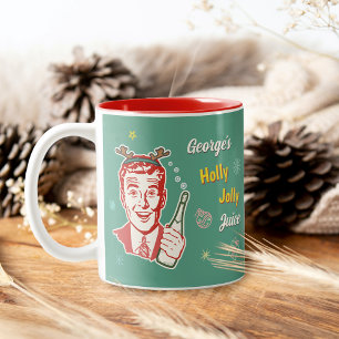 Caneca De Café Em Dois Tons 50 de Natal Holly Jolly Juice Engraçado Personaliz