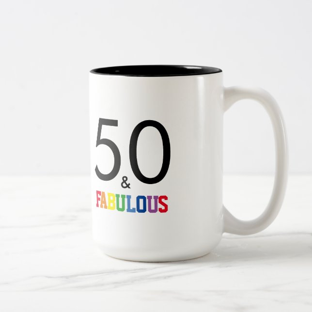 Caneca De Café Em Dois Tons 50 e aniversário fabuloso (Direita)