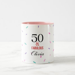 Caneca De Café Em Dois Tons 50 e Fabulosa Confetti Colorida de Festa de aniver