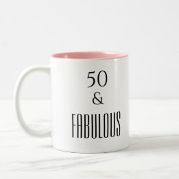 Caneca De Café Em Dois Tons 50 e Fabuloso Aniversário Encantado Texto Preto