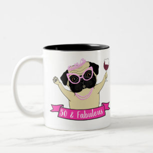 Caneca De Café Em Dois Tons 50 e Fabuloso Brincadeira Adorando Cachorro Cachor