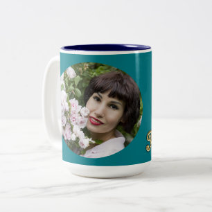 Caneca De Café Em Dois Tons 50 e Fabuloso Dourado Teal Blue Photo Add Name