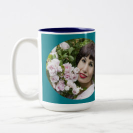 Caneca De Café Em Dois Tons 50 e Fabuloso Dourado Teal Blue Photo Add Name