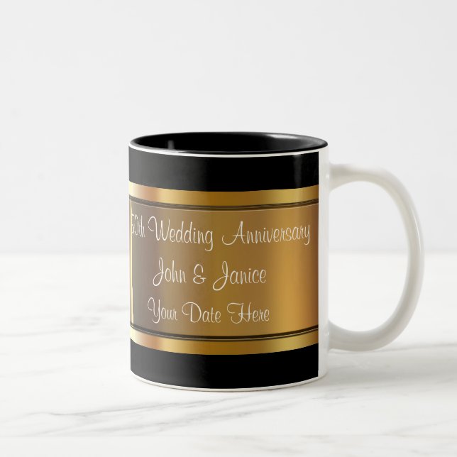 Caneca De Café Em Dois Tons 50th Aniversário de casamento (Direita)