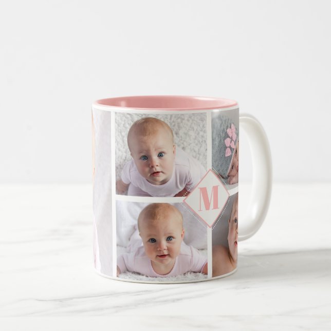 Caneca De Café Em Dois Tons 5 netos Foto Monograma Personalizado (Frente Esquerda)