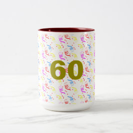Caneca De Café Em Dois Tons 60 anos e Confetti Mug