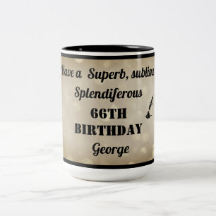 Caneca De Café Em Dois Tons 66.º Aniversário Personalizado
