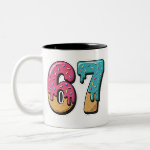 Caneca De Café Em Dois Tons 67 Meme de Sorvete Drip Engraçado Six Seven Geraçã