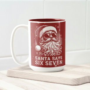 Caneca De Café Em Dois Tons 67 Meme Engraçado O Papai Noel Diz Seis Sete Natal