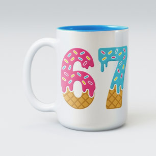 Caneca De Café Em Dois Tons 67 Meme Sorvete Engraçado, 6 Sete Gen Alpha