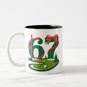 Caneca De Café Em Dois Tons 6 7 Seis Sete Golfe Geração Z Alpha Meme Natal Gol