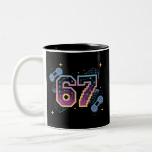 Caneca De Café Em Dois Tons 6 7 Seis Sete Jogos Geração Z Alpha Gíria de Meme
