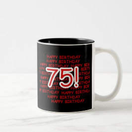 Caneca De Café Em Dois Tons 75th aniversário feliz