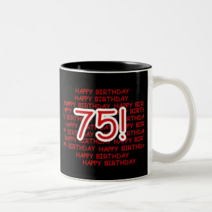 Caneca De Café Em Dois Tons 75th aniversário feliz