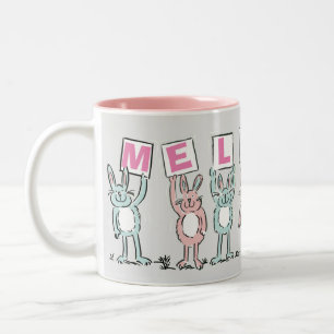 Caneca De Café Em Dois Tons 7 Letra Name com coelhos Café Mug
