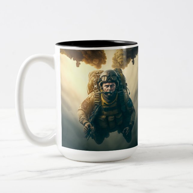 Caneca De Café Em Dois Tons 82º Soldado Aéreo do Exército (Esquerda)