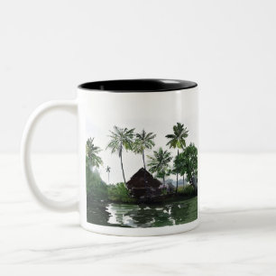 Caneca De Café Em Dois Tons 83 - Marés de Alleppey do cenário de Kerala
