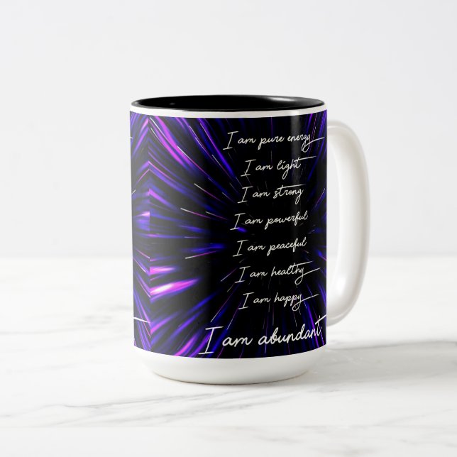 Caneca De Café Em Dois Tons 8 Afirmações positivas para o equilíbrio (Frente Esquerda)