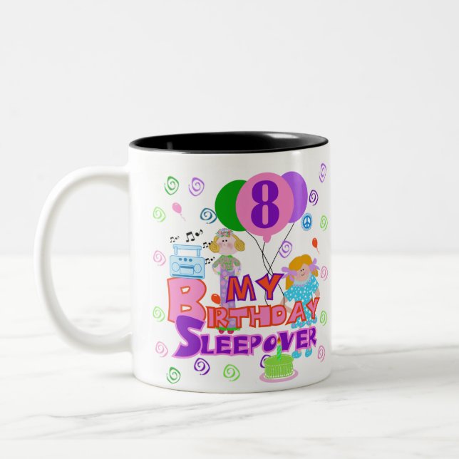 Caneca De Café Em Dois Tons 8o Sleepover do aniversário (Esquerda)