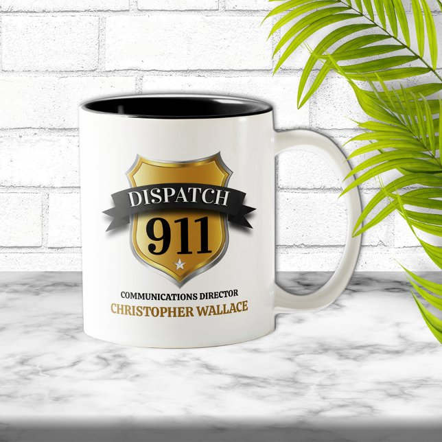 Caneca De Café Em Dois Tons 911 Operador de Despacho Coffee Personalizado (Criador carregado)