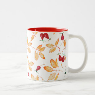 Caneca De Café Em Dois Tons A aguarela floral, selvagem aumentou