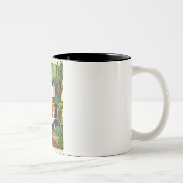 Caneca De Café Em Dois Tons A aventura curiosa do rato na selva (Direita)