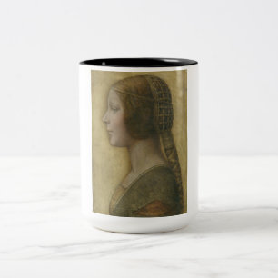 Caneca De Café Em Dois Tons A bela princesa (de Leonardo da Vinci)