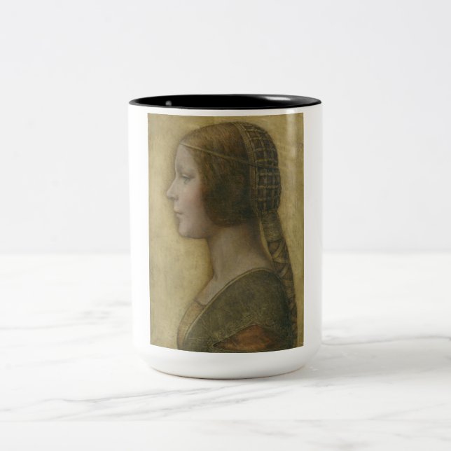 Caneca De Café Em Dois Tons A bela princesa (por Leonardo da Vinci) (Centro)