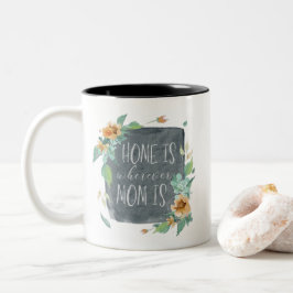 Caneca De Café Em Dois Tons A casa da aguarela do dia das mães é onde quer que