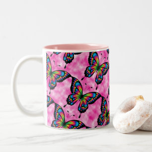 Caneca De Café Em Dois Tons A casa do escritório do céu da borboleta