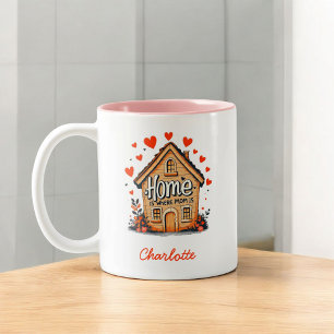 Caneca De Café Em Dois Tons A Casa É Onde A Mãe Está   Dia das Mães Sentimenta
