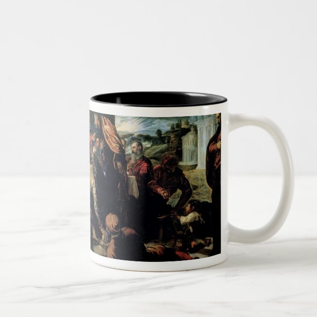 Caneca De Café Em Dois Tons A ceia em Emmaus (óleo em canvas) (Direita)