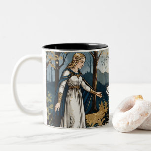 Caneca De Café Em Dois Tons A Deusa e o Lobo Mug, Mística Medieval