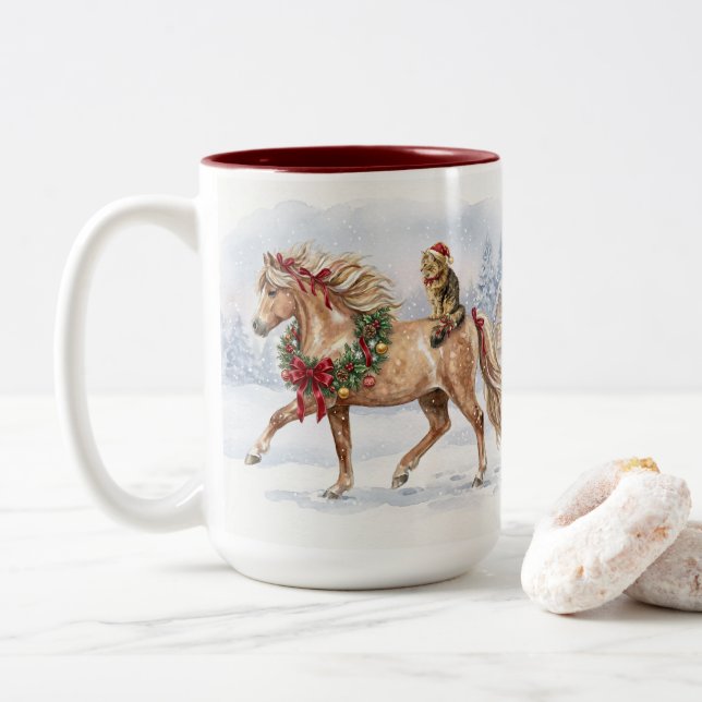 Caneca De Café Em Dois Tons A Equipe de Natal- Maggie e Nari (Com Donut)