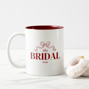 Caneca De Café Em Dois Tons A Era Nupcial Desenho de Arco de Fita Vermelha C