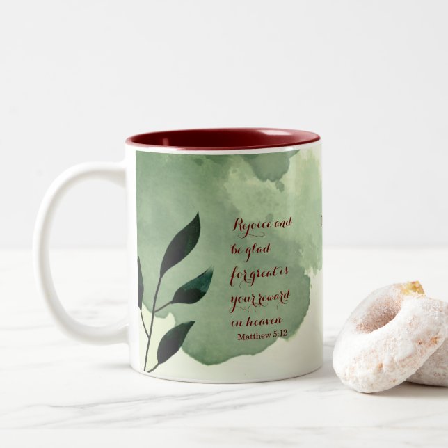 Caneca De Café Em Dois Tons A Escritura Beatitudes Verse 5:12 (Com Donut)