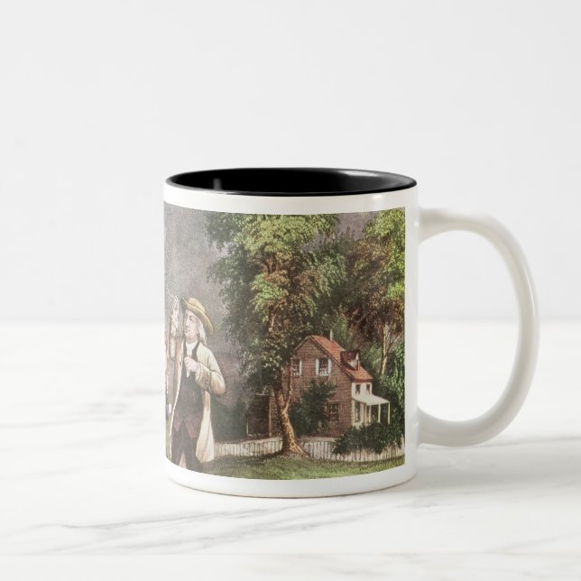 Caneca De Café Em Dois Tons A experiência de Franklin na eletricidade (Direita)