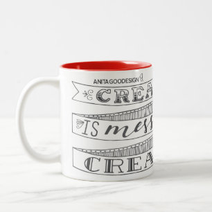 Caneca De Café Em Dois Tons A faculdade criadora é desarrumado e eu sou canec