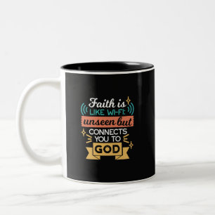 Caneca De Café Em Dois Tons A Fé é Como WiFi Citação Divertida Arte Cristã