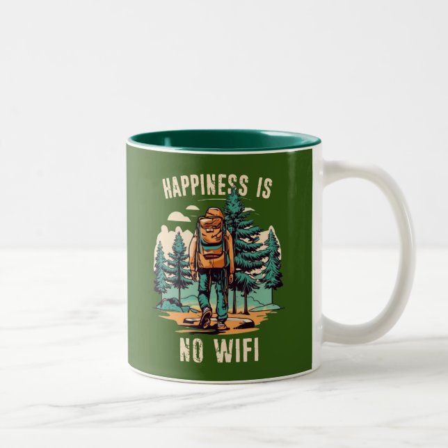 Caneca De Café Em Dois Tons A Felicidade Não É Um Backpack Wifi (Direita)