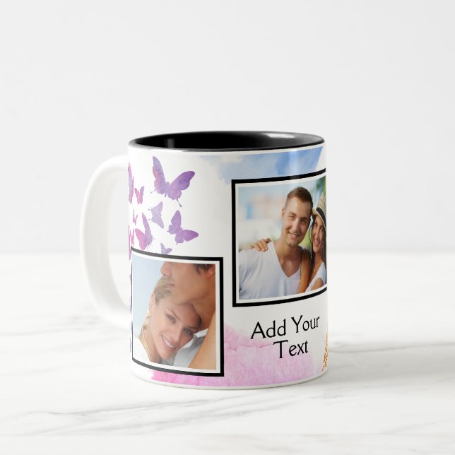 Caneca De Café Em Dois Tons A foto abstrata dos elementos 3 da aguarela (Frente Esquerda)